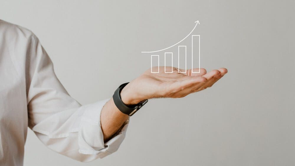 Digital increasing bar graph representing rental ROI growth