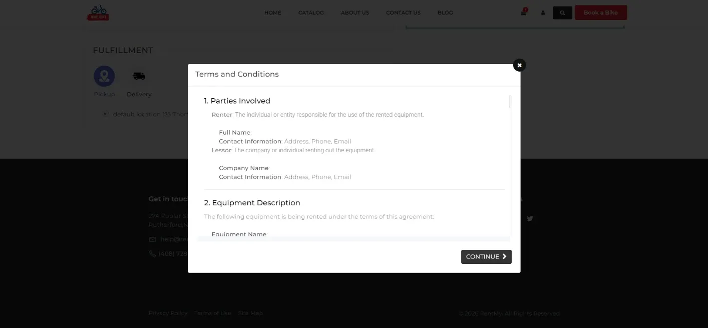 Customer reviewing rental contract before signing in pop-up