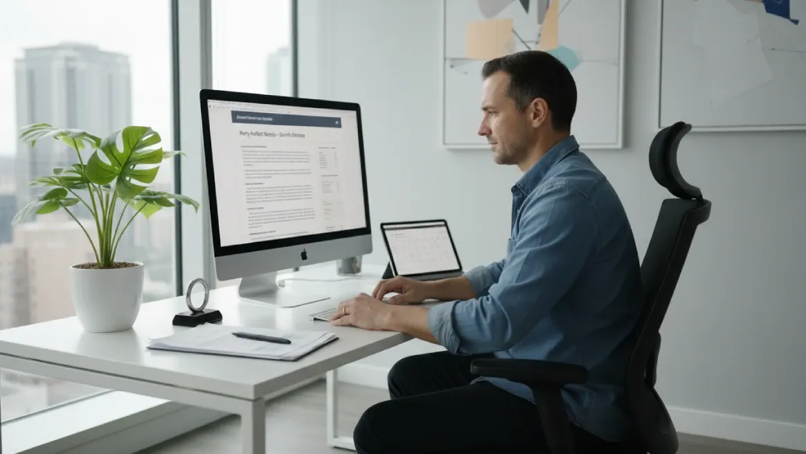 Workspace with party rental template documents and laptop