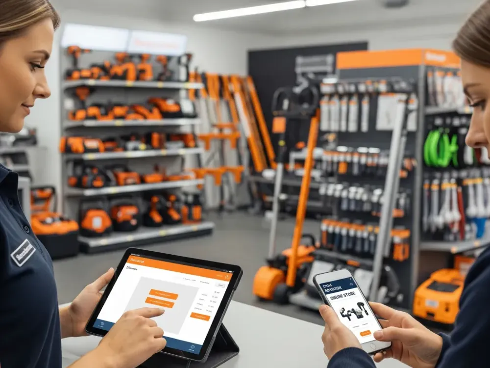 RentMy POS rental software running on multiple digital devices