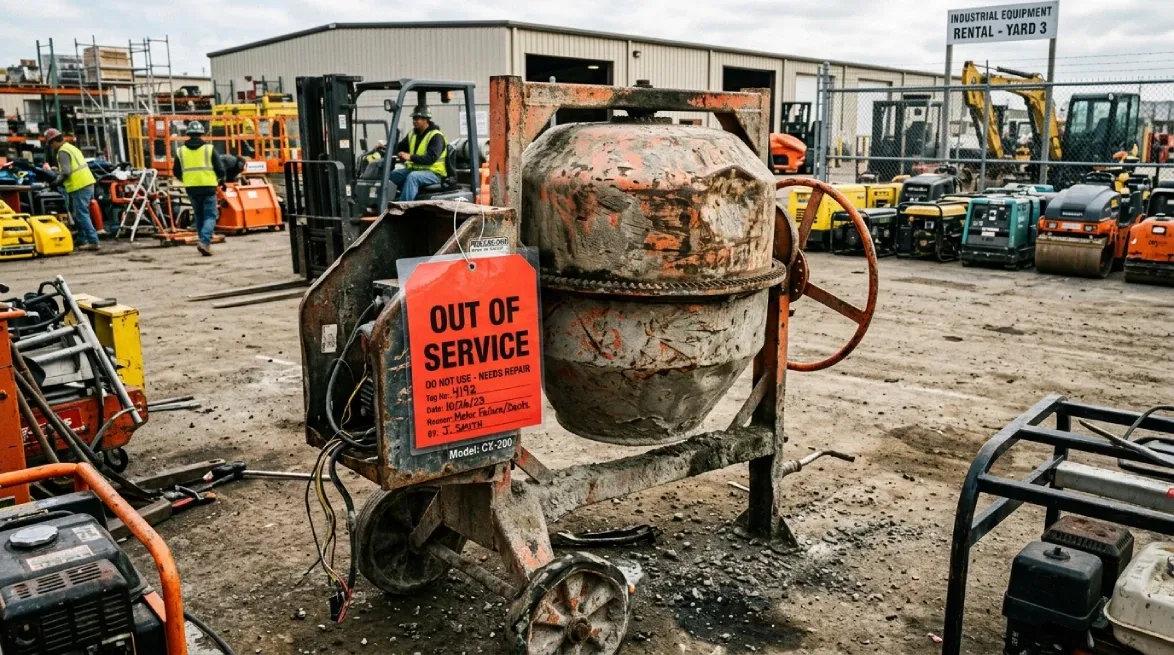 Rental yard scene highlighting maintenance cost challenges