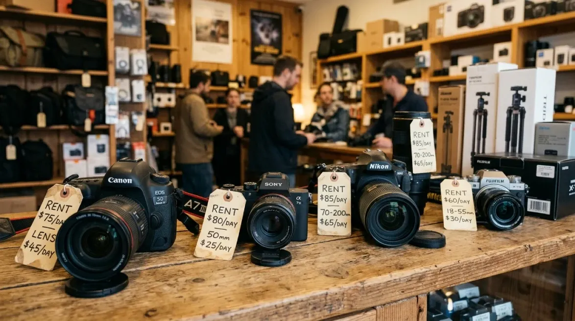 Rental business prices stagnant with cameras on display