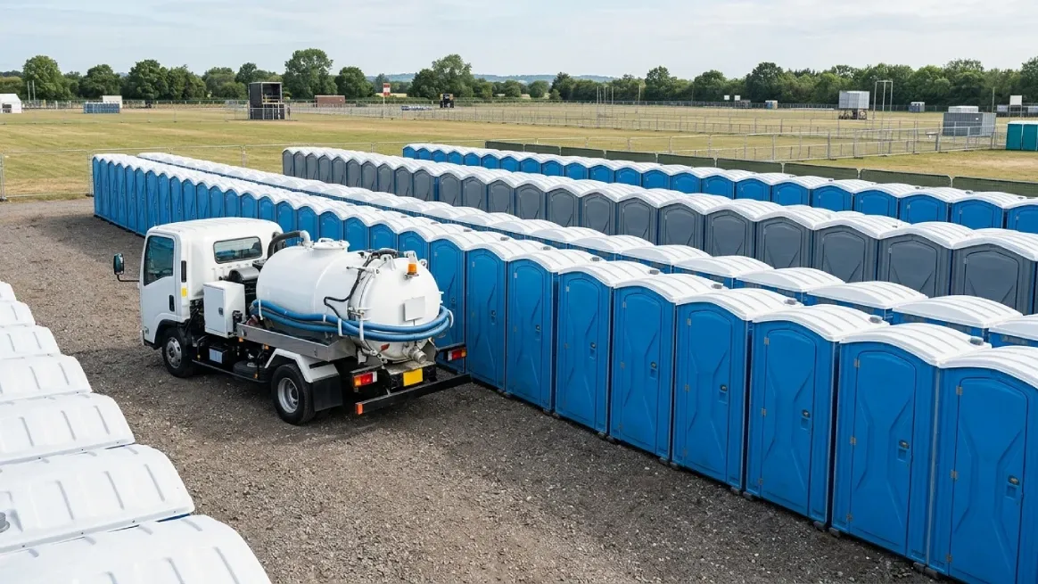 Porta potty rental company showcasing organized operations