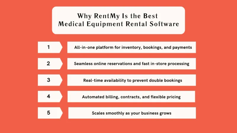 RentMy homepage showcasing medical equipment rental software platform for launching and growing businesses