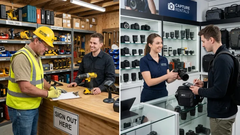 Equipment sign-out sheet examples across tools and cameras