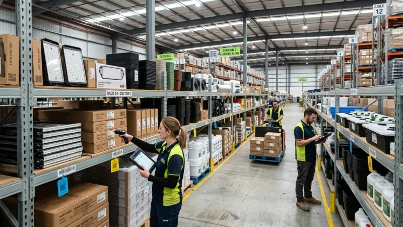 Staff managing inventory with tablets instead of spreadsheet sign-out sheet
