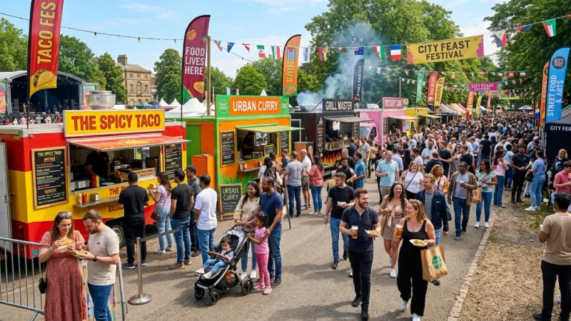 Growing food truck rental market shown at outdoor festival