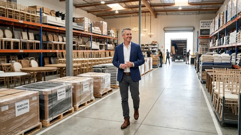 Wedding rental business expansion with dispatch pallets and inventory management