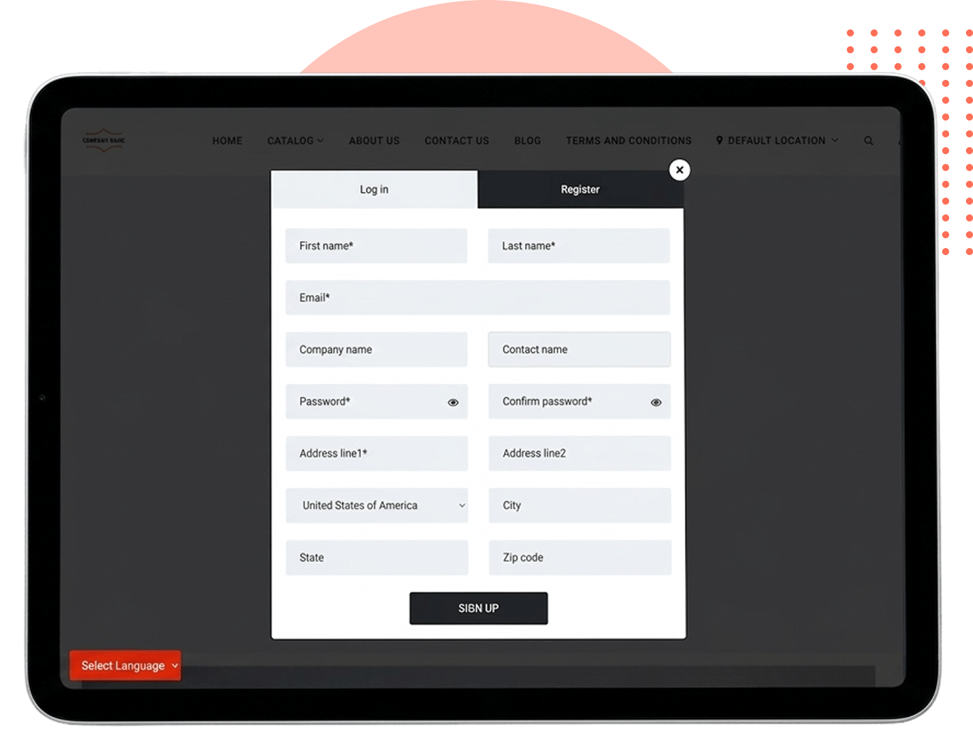 RentMy customer portal — frictionless customer registration screen on a tablet